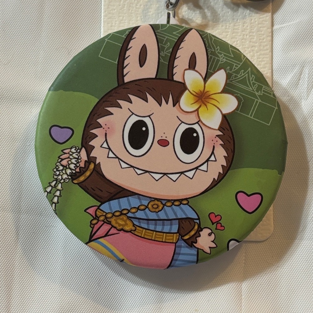 Green Labubu Compact Mirror Keychain/Bag Charm - Picture 2 of 2